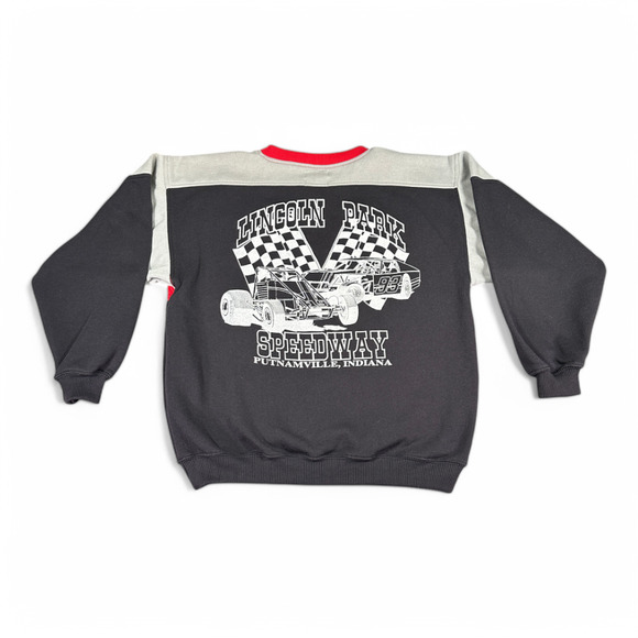 Vintage Jordache Sweater Adult MEDIUM Black Red Speedway Racing Sweatshirt 80s - Picture 1 of 9